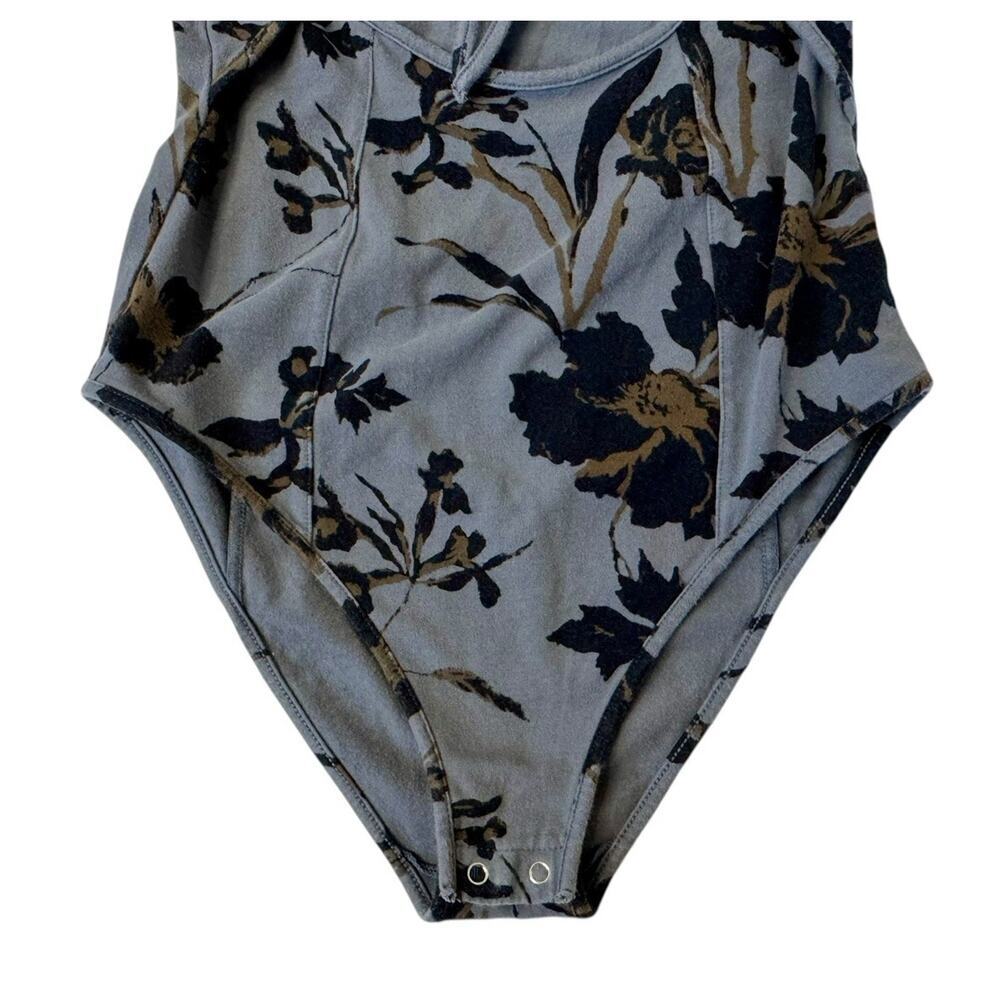 INTIMATELY FREE PEOPLE Wowzers Cut Out Floral Bodysuit Black Grey Keyhole Sz XS - Picture 3 of 9